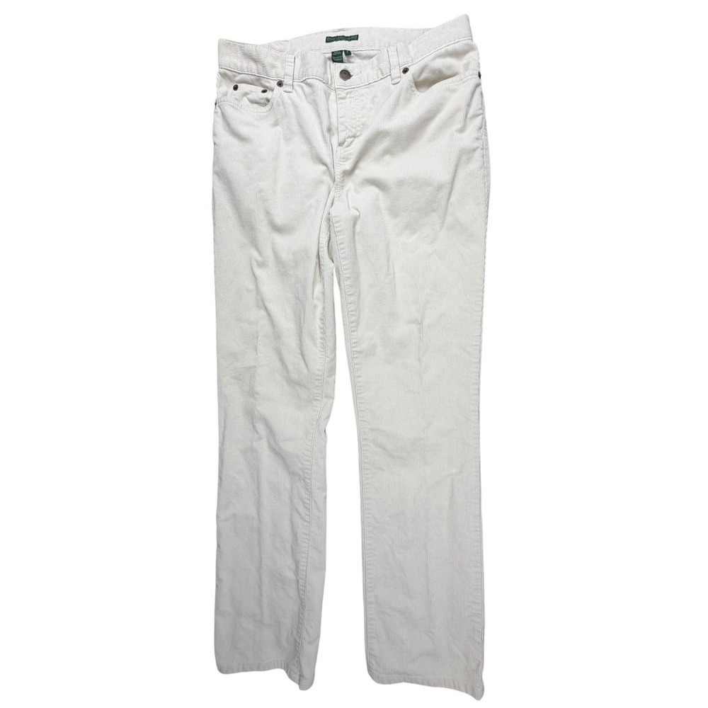 Lauren Ralph Lauren Cream Corduroy Straight Leg Pants Womens 6‎ Off White Cotton